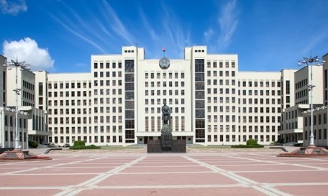 A statue of Lenin, founder of the Soviet Union, dominates Independence Square in Minsk